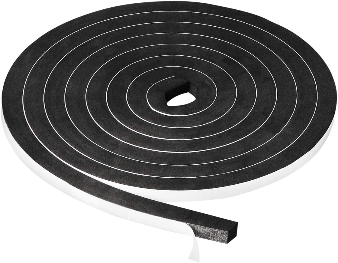 Window Foam Seal Tape 1/2Inch Wide X 1/2Inch Thick, High Density Self Adhesive Weather Stripping Insulation Door Foam Tape,10 Feet Long