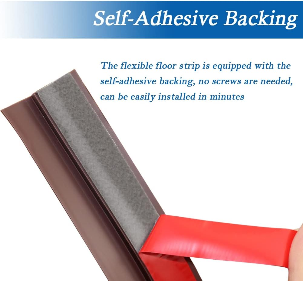 Floor Transition Strip Self Adhesive Carpet & Flooring Transitions Edging Trim Strip PVC Threshold Suitable for Threshold Height Less Than 3mm (3.3Ft, Brown)