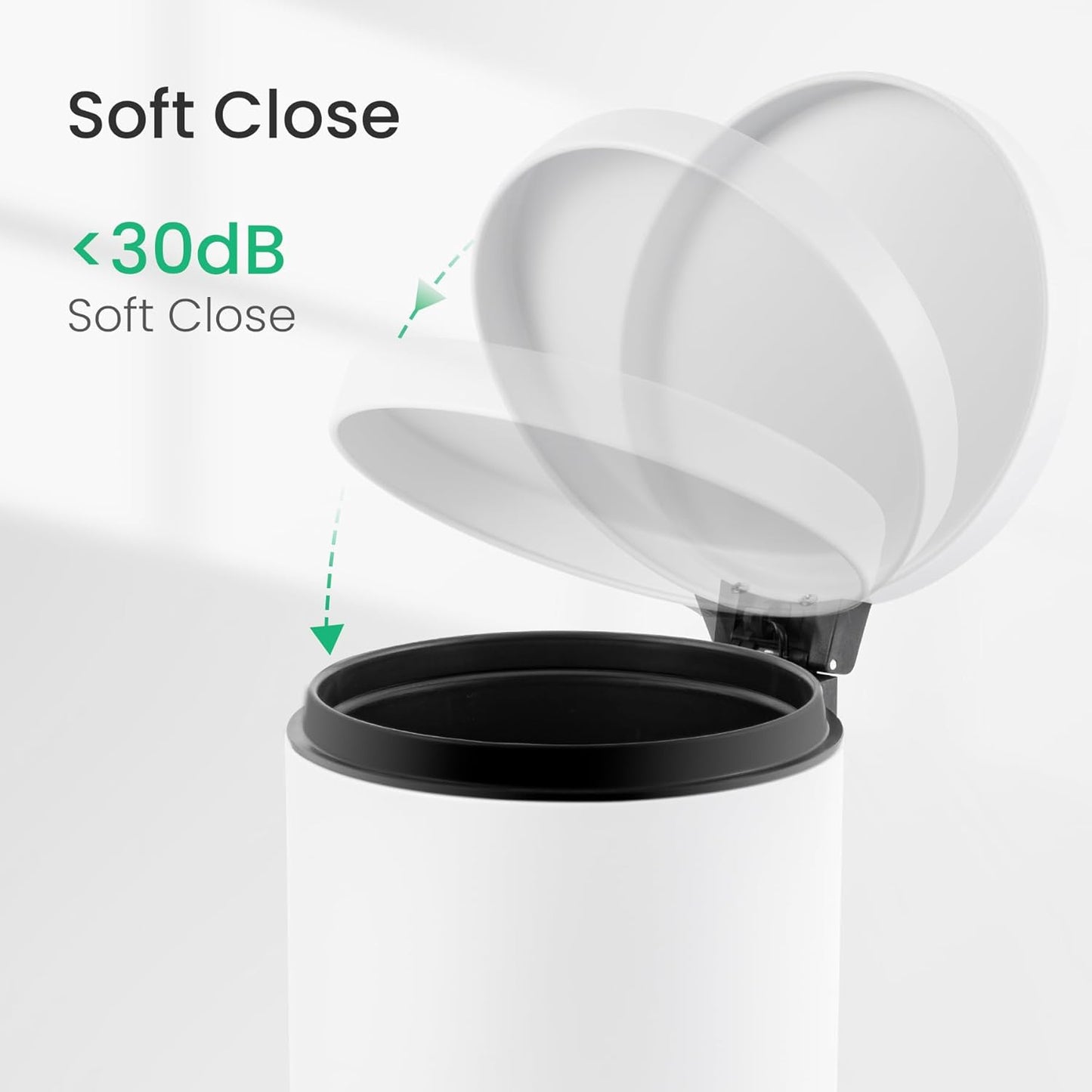 Cesun 1.2 Gallons Small Trash Can with Lid, White Bathroom Garbage Can with Foot Pedal, Mini Round Wastebasket for Bathroom, Bedroom, Office, 4.5 Liters / 1.2 Gallons, White