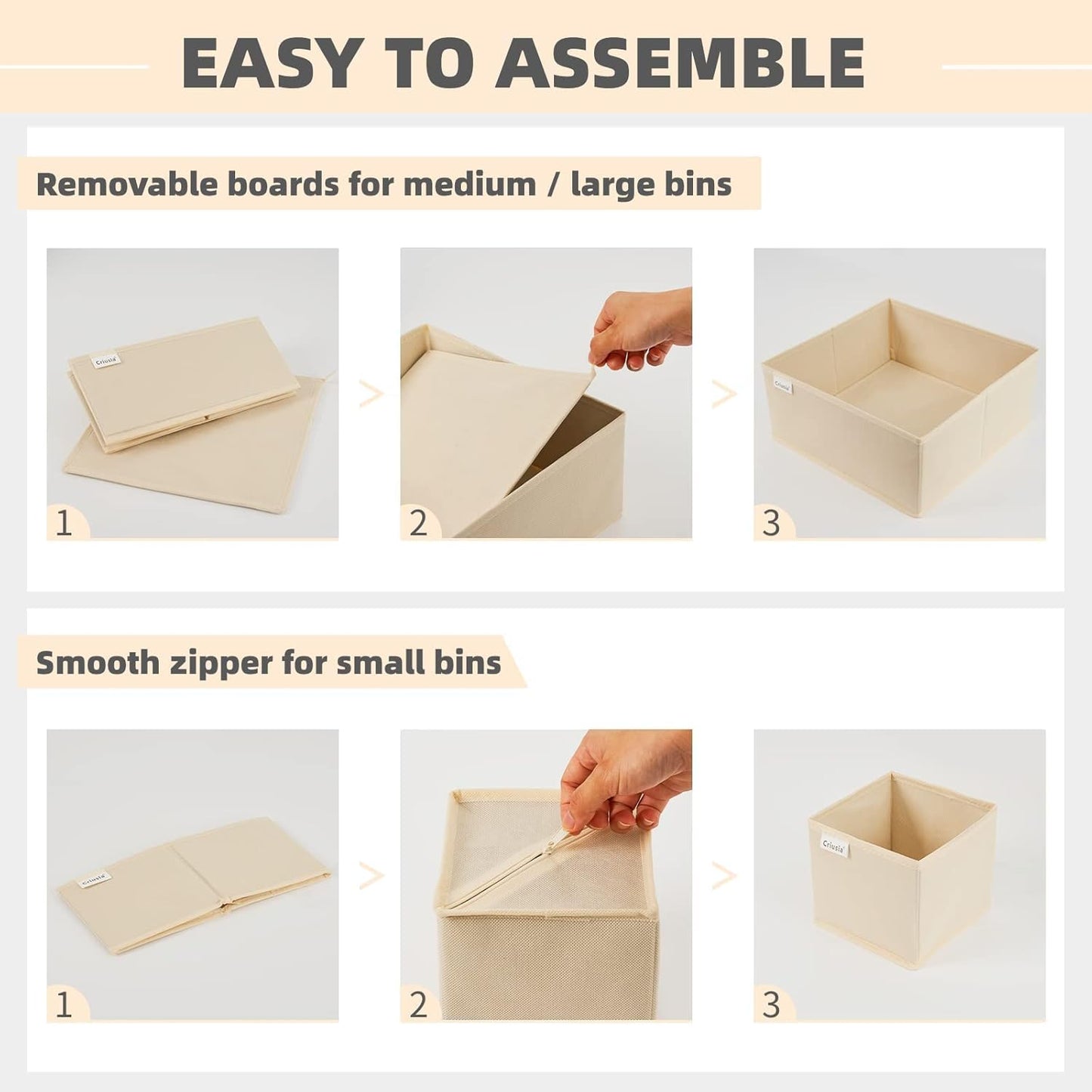 Criusia Drawer Organizer Clothes, 8 Pack Underwear Drawer Organizer, Foldable Cloth Storage Box Closet Organizers and Storage for Clothes, Socks, Scarves, Ties (Beige)