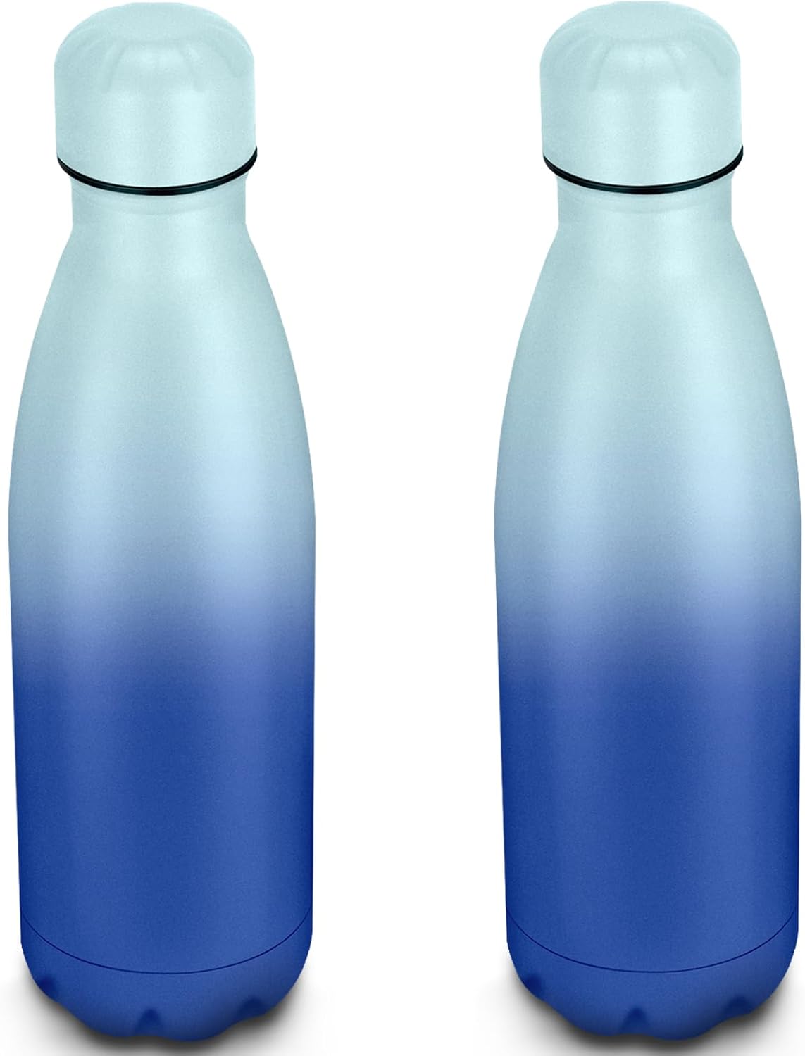 25oz Cola-Bottle Shaped Stainless Steel Leak-proof Water Bottle,Double Wall Vacuum Insulated Metal,Travel Mug For Sports Indoors & Outdoors,BPA-Free Kids Flasks,Green Blue(2 Pack)
