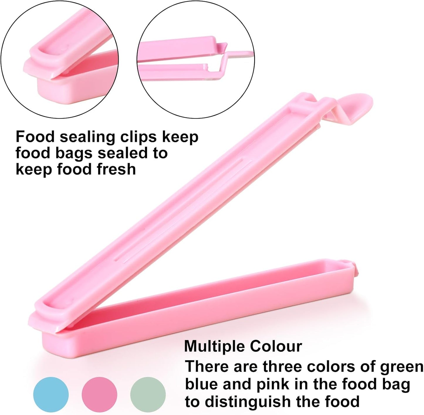 80 PCS Sealing Clip Bag Plastic Chip Large Size Food Clips Bag Clips for Food Storage Kitchen and Home (5.9in x40, 4.72in x40)