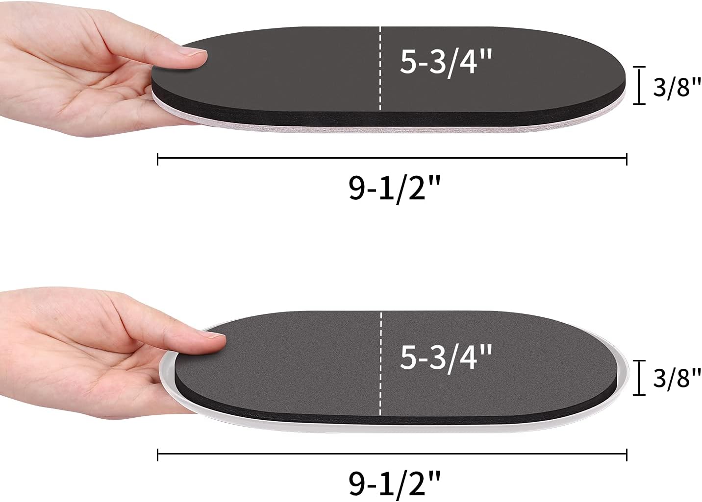 Ezprotekt 8 Pack Reusable Large Furniture Movers Sliders for Carpet and Hardwood Floors, 9-1/2" x 5-3/4" Oval Heavy Duty 4 Pcs Felt Sliders Hard Surfaces - 4 Pcs Plastic Furniture Pad Carpet (Beige)