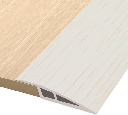 Vinyl Door Threshold Flooring Transition Strip Self Adhesive Carpet Edging Strip for Laminate Doorway Edge Threshold from 1/5" to 2/5" (Beige Wood Grain, 10 Ft)