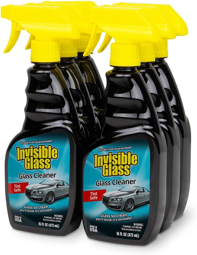 Invisible Glass 92163-6PK Premium Glass and Window Cleaner for Auto and Home Cleans Glass, Windows, Windshields, and More, Streak-Free, Ammonia-Free, Tint-Safe, 16 fl oz (Pack of 6)