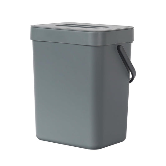 EKO Puro Mini Wall-Mounted Kitchen Trash Can with Lid Food Waste Caddy, 0.79 Gal / 3L (Grey)