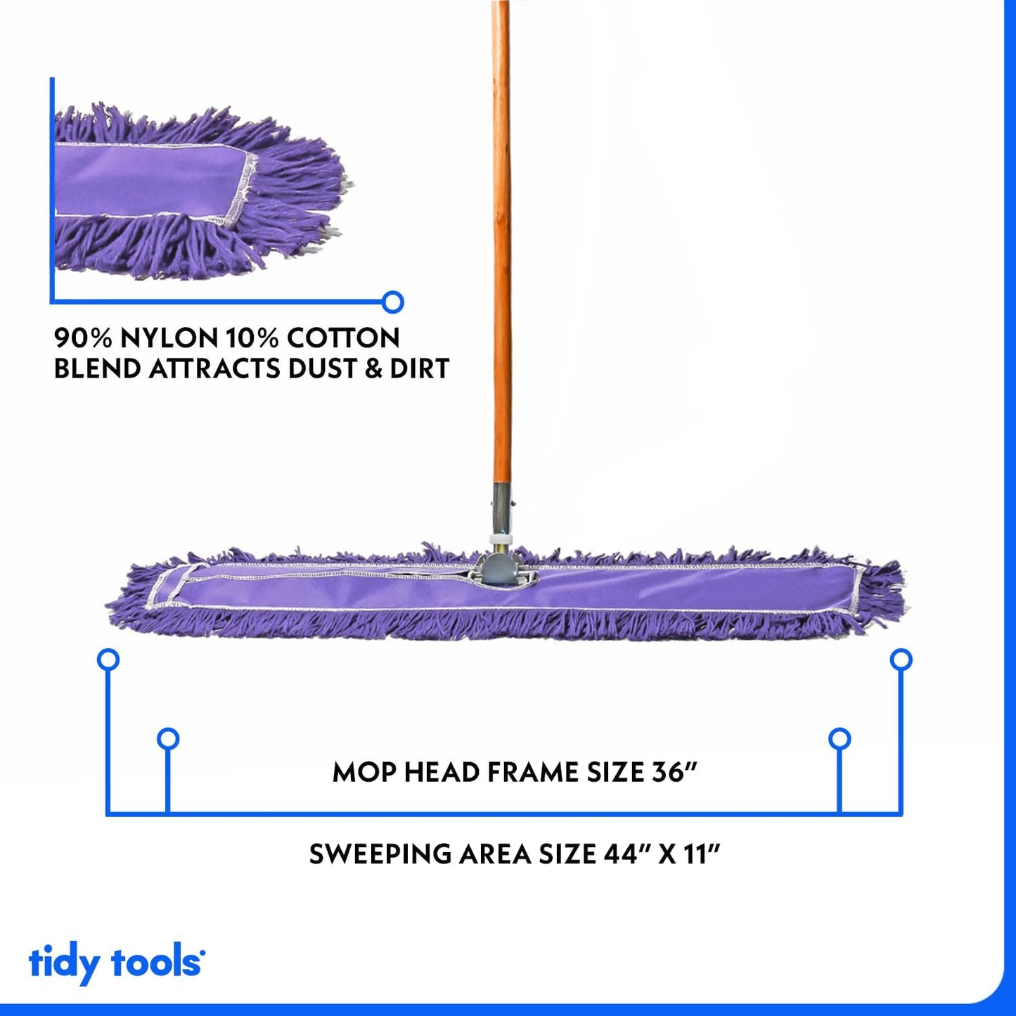 36 Inch Purple Commercial Dust Mop & Floor Sweeper – Wood Handle Floor Mop for Tile, Hardwood & Concrete