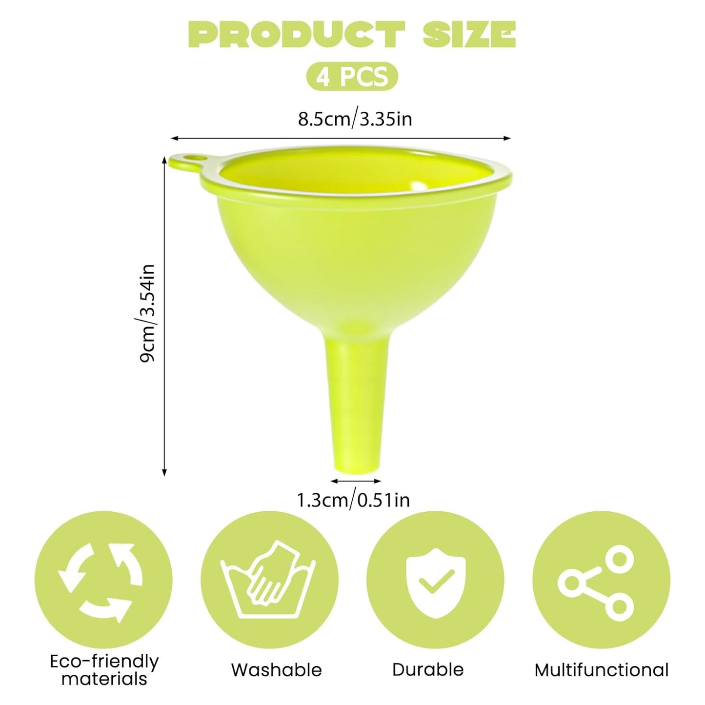 4 Pack Kitchen Silicone Funnel, Kitchen Funnel Set, Canning Silicone Funnels, Wide Mouth Canning Funnels for Jars Bottles, Liquid Oil Transfer, Multi Color