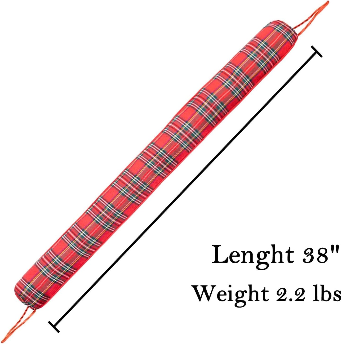 Sunolga 38" Door Draft Stopper Blocks Hot and Cold Air with Removable Washable Cover for Gaps Up to 3", Wind and Noise Seal and Door Sweep for Bottom of Door, Christmas Home Essentials, Buffalo Plaid