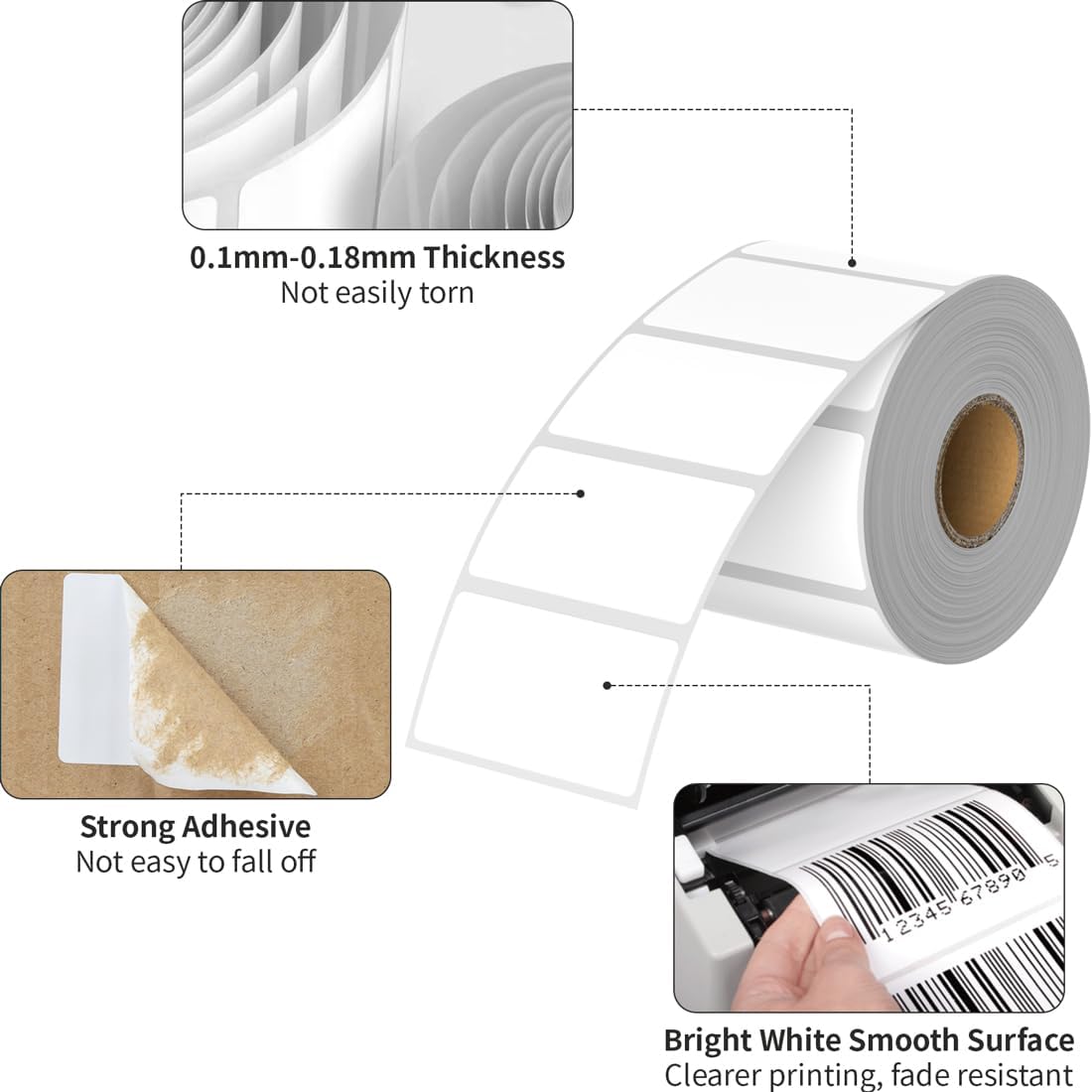 Thermal Labels 2.25 x 1.25, Adhesive Label Stickers 12 Rolls 12000 Label Papers for Barcode, FNSKU, Mailing, Shipping, Compatible with Zebra, Rollo and More Thermal Printers