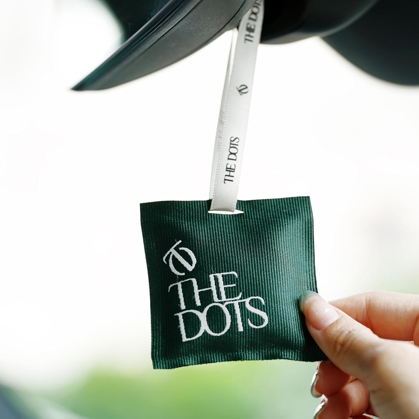 THEDOTS Series Car Air Freshener with 2 Adjustable Ribbons for Car Rearview Mirror, Coconut Lychee, 30 Days, Non-Toxic Fabric Sachet Gift (1 Pack)