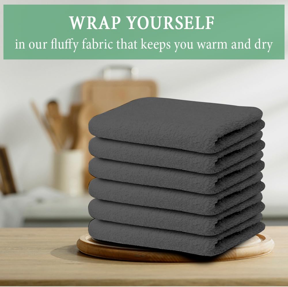 100% Cotton Terry Towel Cleaning Rags Grey 14'x17'|Pack of 60|Grade White Rags|Soft Large Cleaning Rags|Super Absorbent|Quick Dry|Multipurpose Towels|Restaurant Towels|Reusable Shop Rags