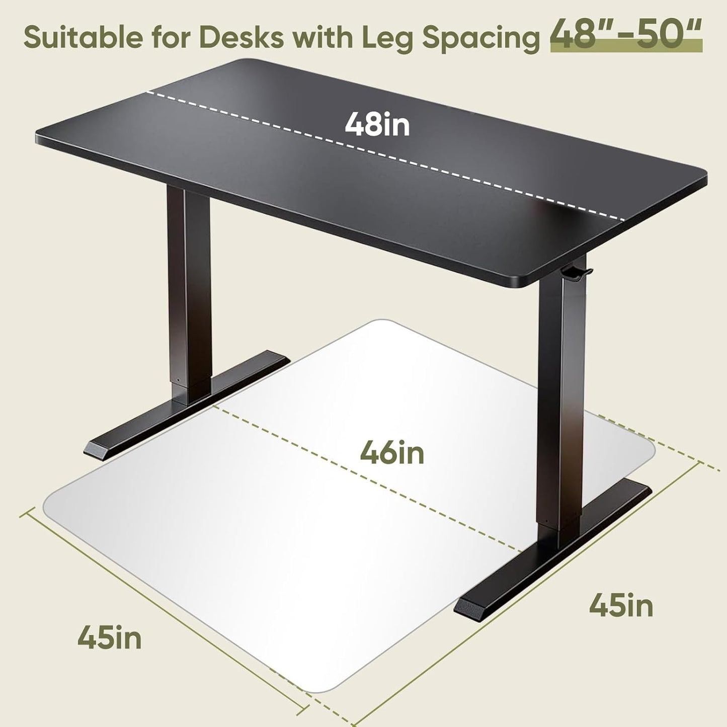 Office Chair Mat for Carpet & Hardwood, Upgraded 45" x 45" Tempered Glass Chair Mat for Office Home, with 4 Anti-Slip Pads