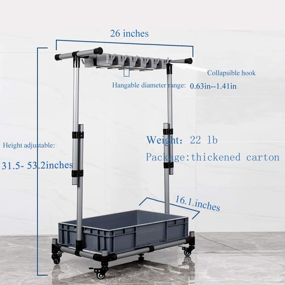 Broom And Mop Holder Put Wet Movable Floor-Mounted Mop Rack Floor Standing Cleaning Tool Cart Storage For Garden Garage Schools, Hospitals, Factories, Hotels,Property Companies