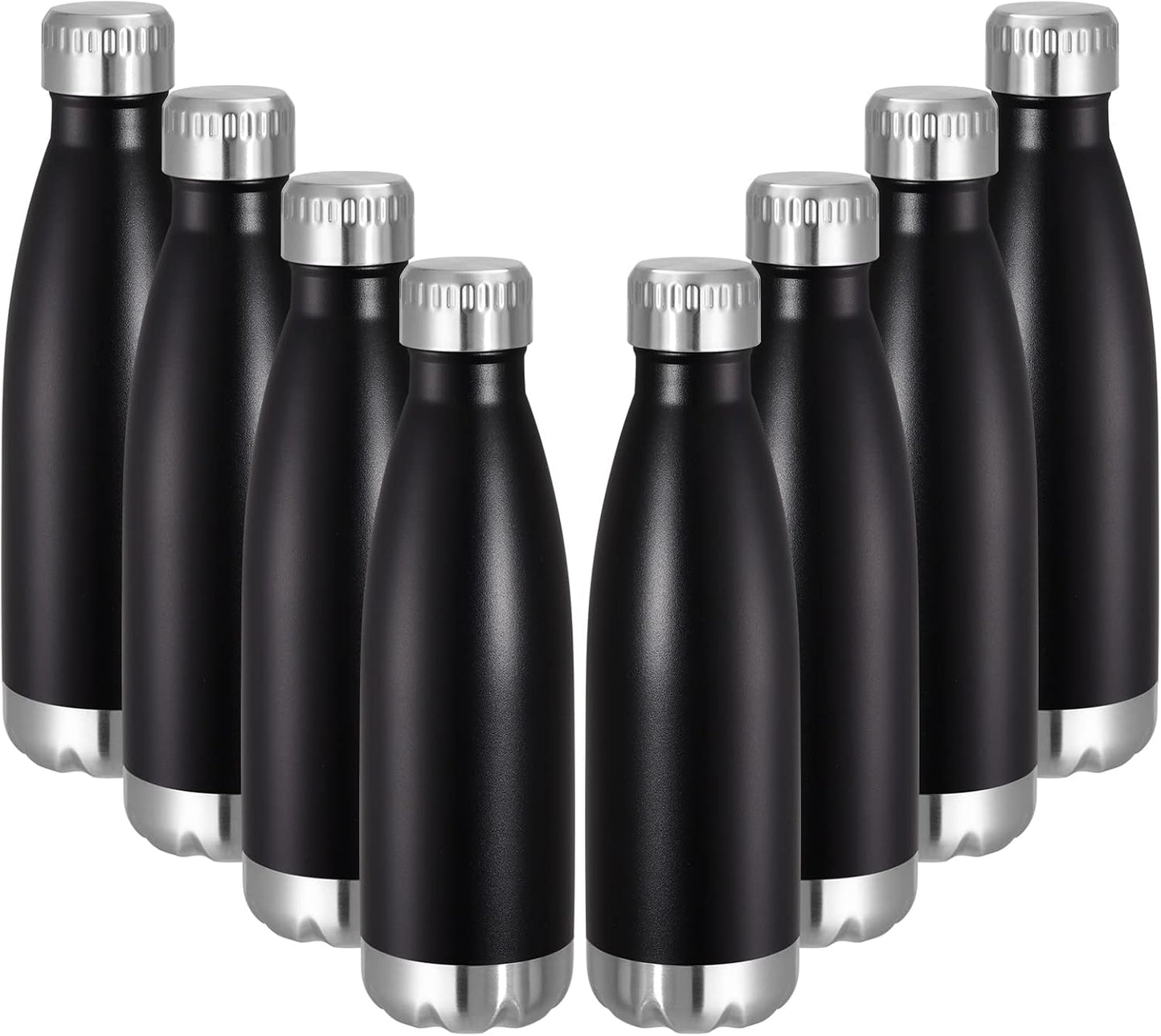 VEGOND 17oz Stainless Steel Water Bottles Bulk, Reusable Metal Sports Water Bottle Keeps Drink Hot and Cold, BPA Free Double Wall Vacuum Cola Shape Insulated Water Bottles for Camping Gym, 8 Pack