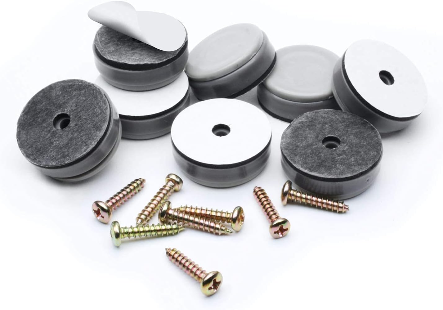 GorillaGlides CB323 1-1/4 Inch Furniture Sliders/Chair Glide Floor Protectors (Set of 8 Glides) Self-Adhesive Screw On Furniture Glides for Low Pile Carpet and Hard Surface Flooring, Round