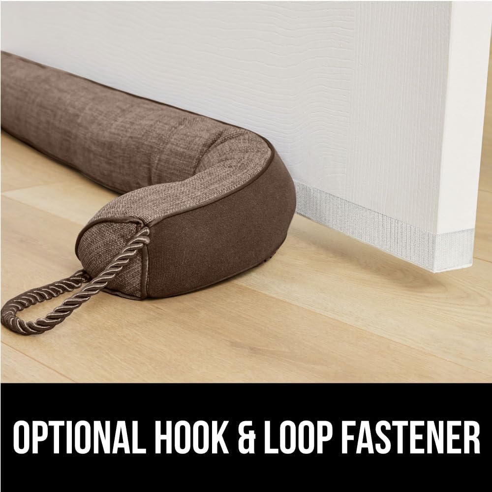 GORILLA GRIP Door Draft Stopper for Bottom of Doors, Weather Stripping Seal Blocks Hot Air, Noise, Bugs, Keeps Cold AC in, Sound Proofing Easy Install Gap Filler, Home Essentials, 34 Inch, Brown