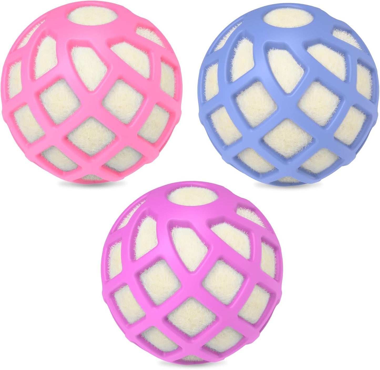 Dryer Balls – Patented Silicone Guard, Natural Wool Core, Super Anti-Tangle & Saves Drying Time, Reduces Static & Noise, Natural Fabric Softener, XL 3" (Pink Light Blue Lavender, Pack of 6)
