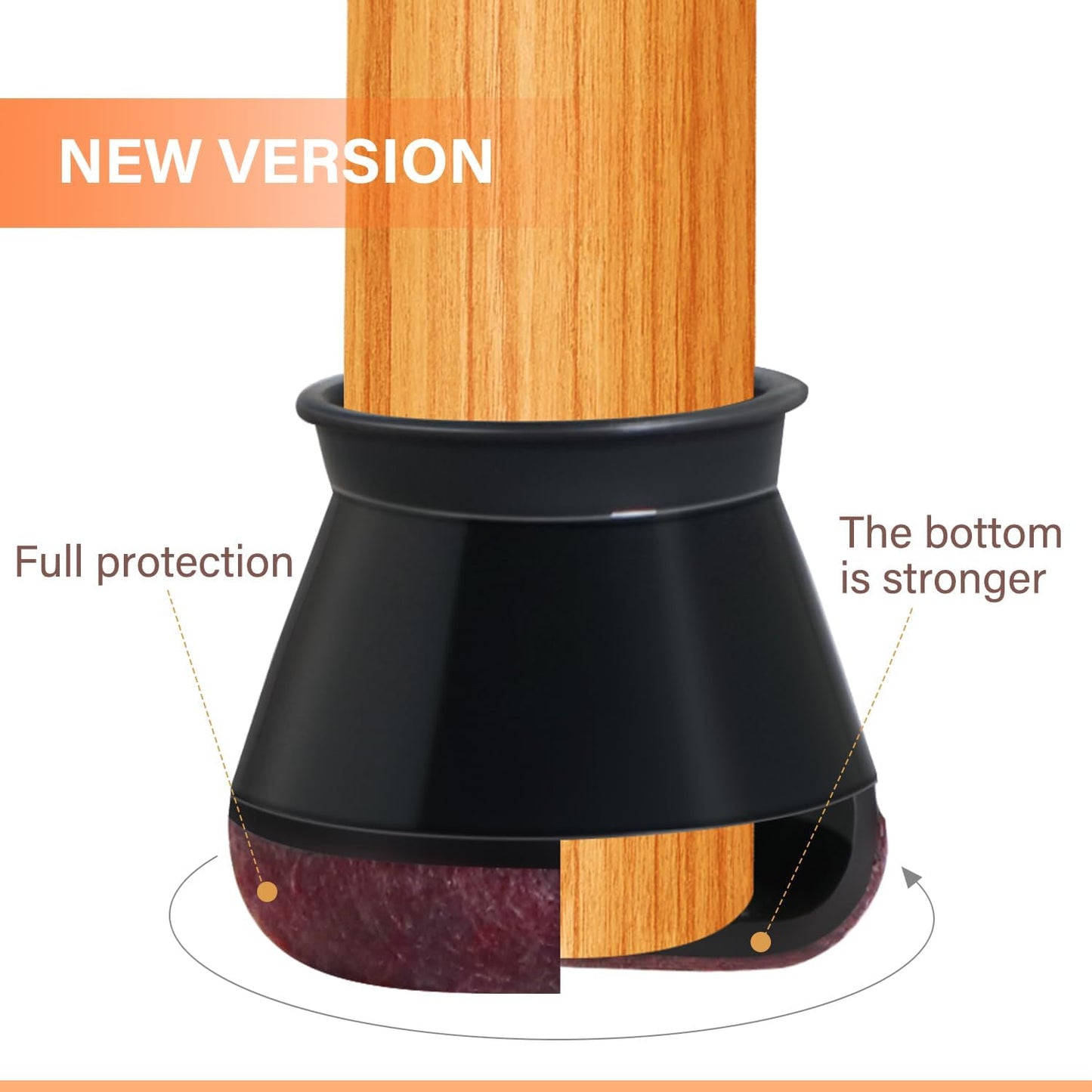 Chair Leg Floor Protectors Chair Leg Protectors for Hardwood Floors Felt Silicone Caps Strengthen Bottom Protection Anti-Scratch Reduce Noise 32 Pack Black Round Large Fit 1-3/16" to 1-5/8" (30-40mm)