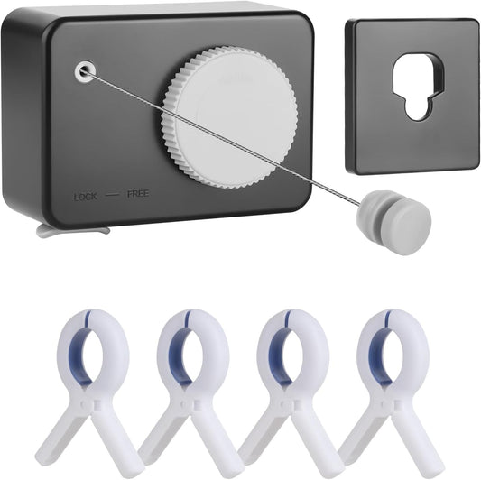 Retractable Clothesline Indoor/Outdoor, Anti-Sag for Drying Clothes Line Retracting Indoor/Outdoor, We Equipped This 13.8 Fts Laundry line Retractable with 4 Large Clips