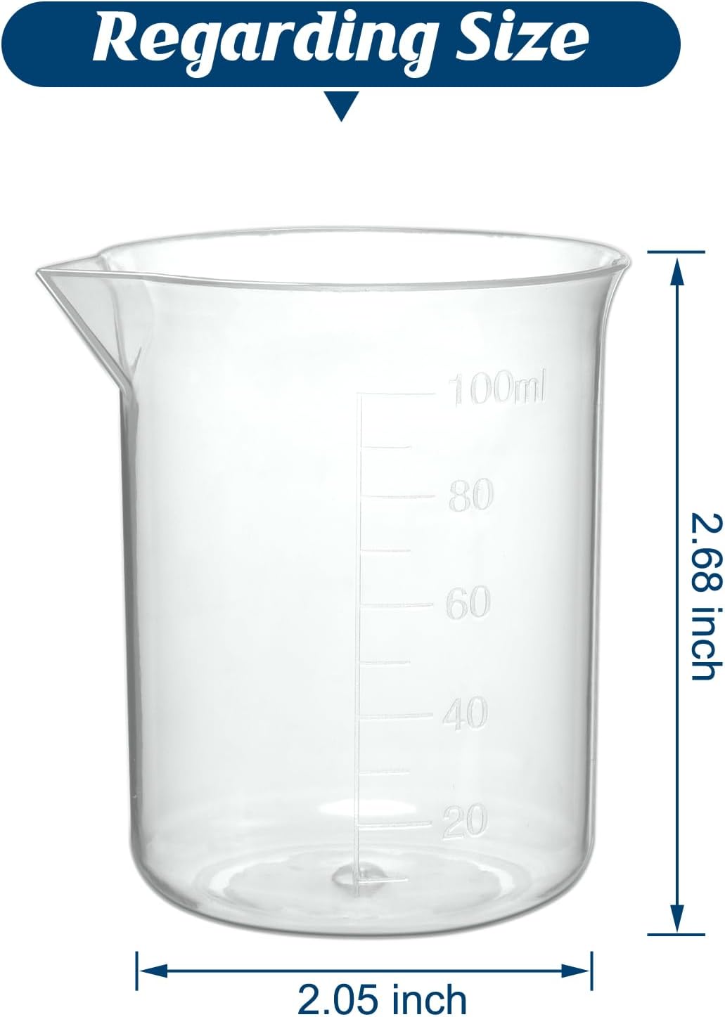 Plastic Measuring Cups, 100ml, Set of 15, for Liquid Measurement and Scientific Experiments