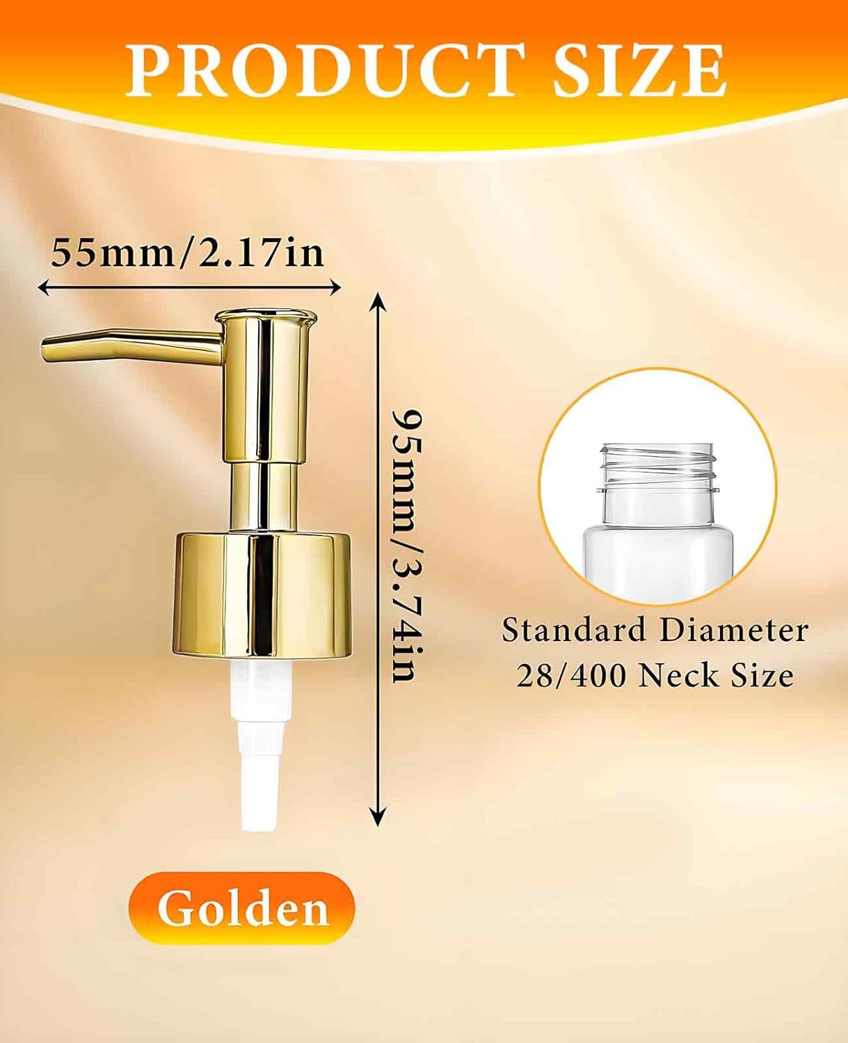 6 Pack Gold Soap Dispenser Pump, Top Replacement for Lotion & Regular Glass Bottles (Standard Diameter 28/400 Neck Size)