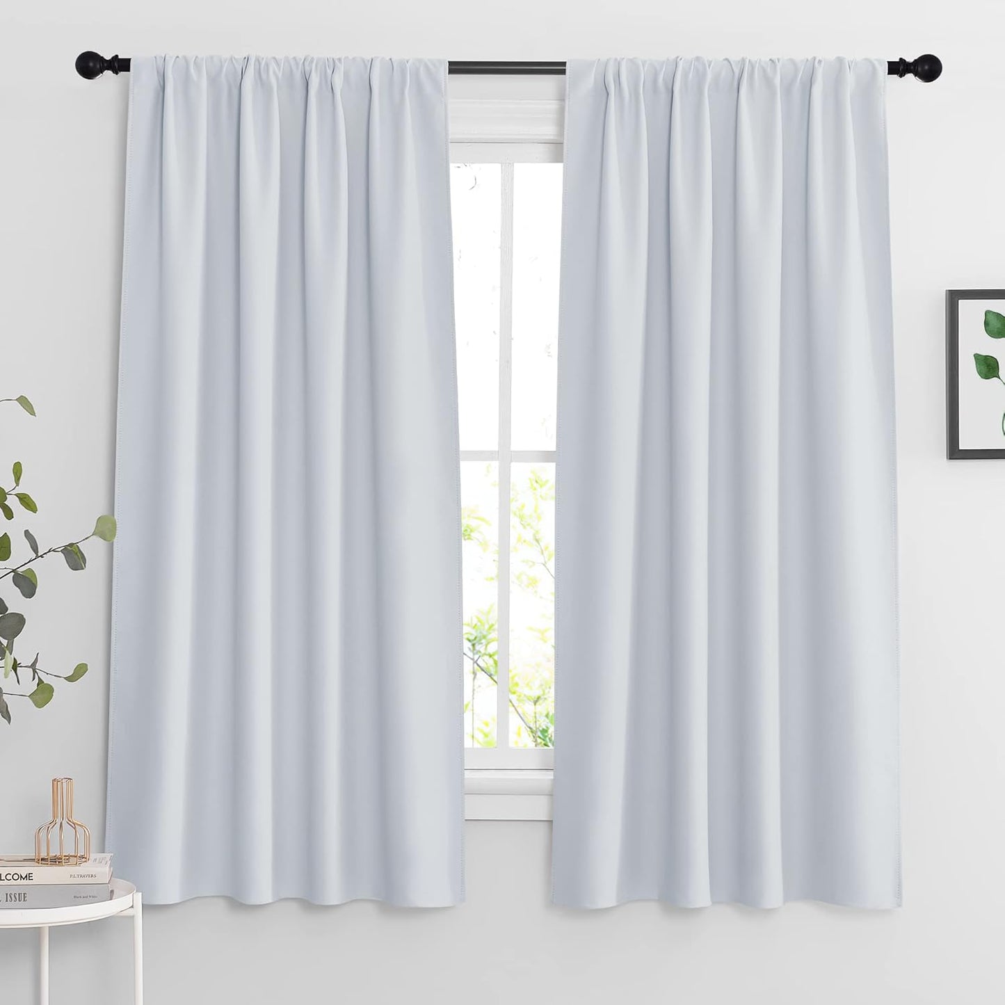 RYB HOME White Room Darkening Curtains for Bedroom, Thermal Insulated Curtains and Drapes Small Window Decor Privacy Shades for Kitchen Farmhouse Closet, W42 x L63 inch, 2 Panels
