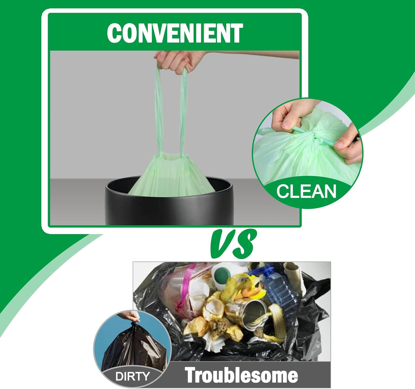 8 Gallon Compostable Trash Bags, 100 Count Drawstring Trash Bags Biodegradable, Heavy Duty Extra Thick Compost Bags, Kitchen Food Scrap Waste Bag, US BPI and OK Compost Home Certified