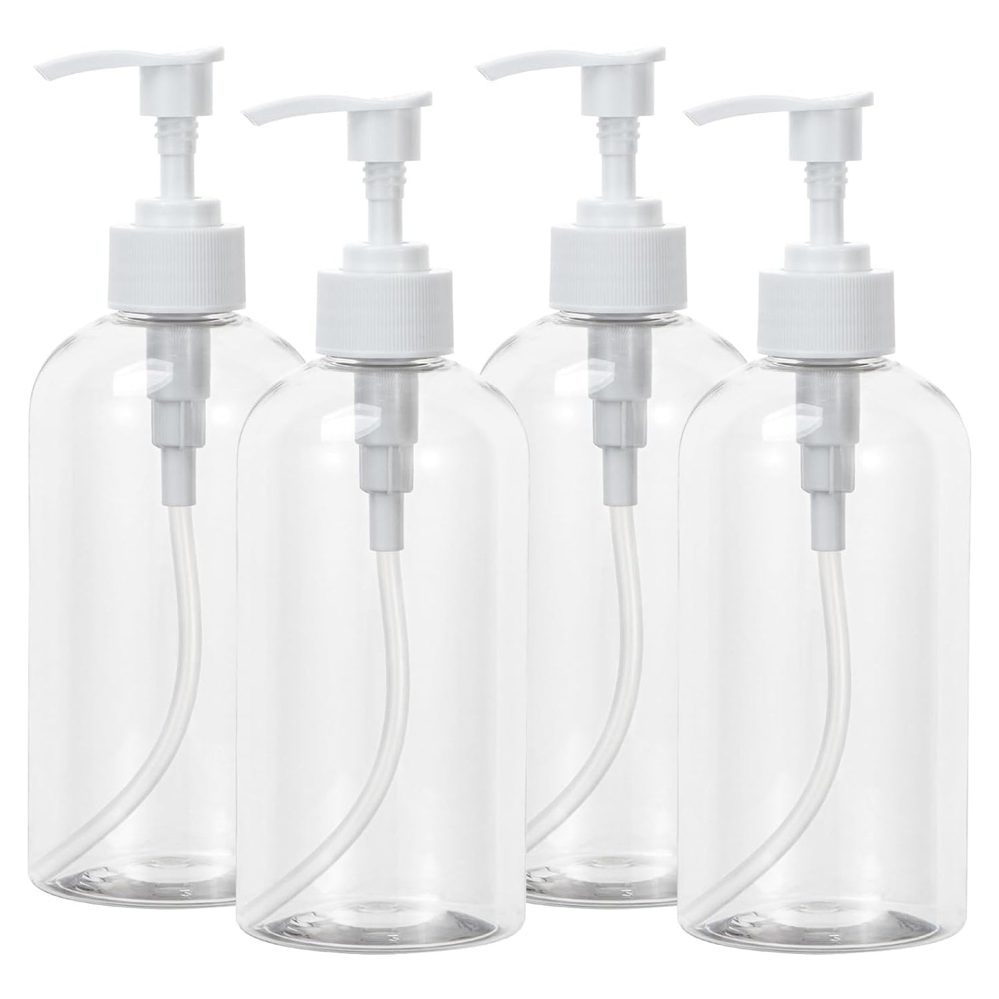 Yebeauty Soap Dispenser, 4 Pack 13.5oz/400ml Empty Refillable Pump Bottle Modern Liquid Plastic Shampoo and Conditioner Bottles Large Body Wash Dispenser for Shower, Clear