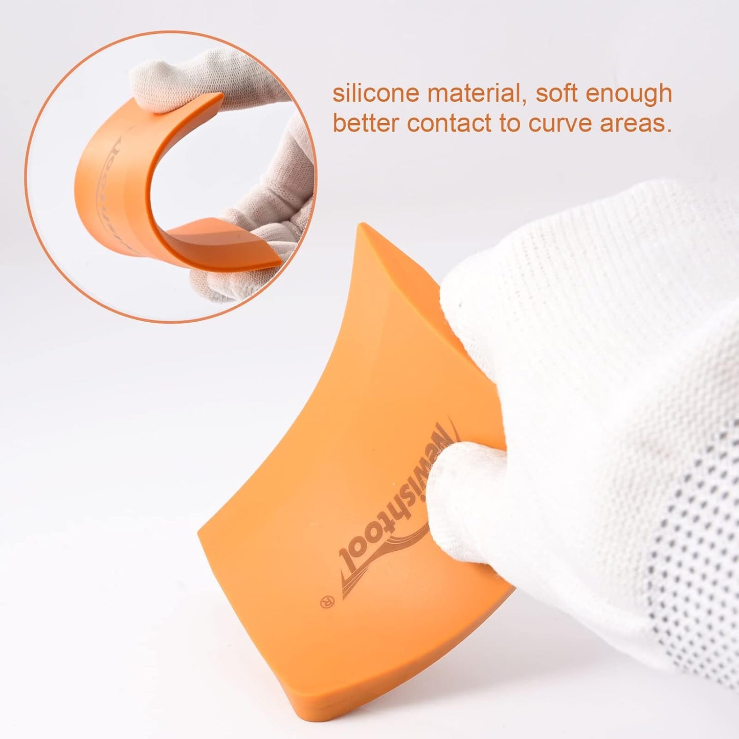 NEWISHTOOL Soft Silicone Small Squeegee for Vinyl, 2 PCS PPF Tools Window Tinting V-Blade Scraper for Window Film Application, Car Paint Protective Film Installation & Water Removal