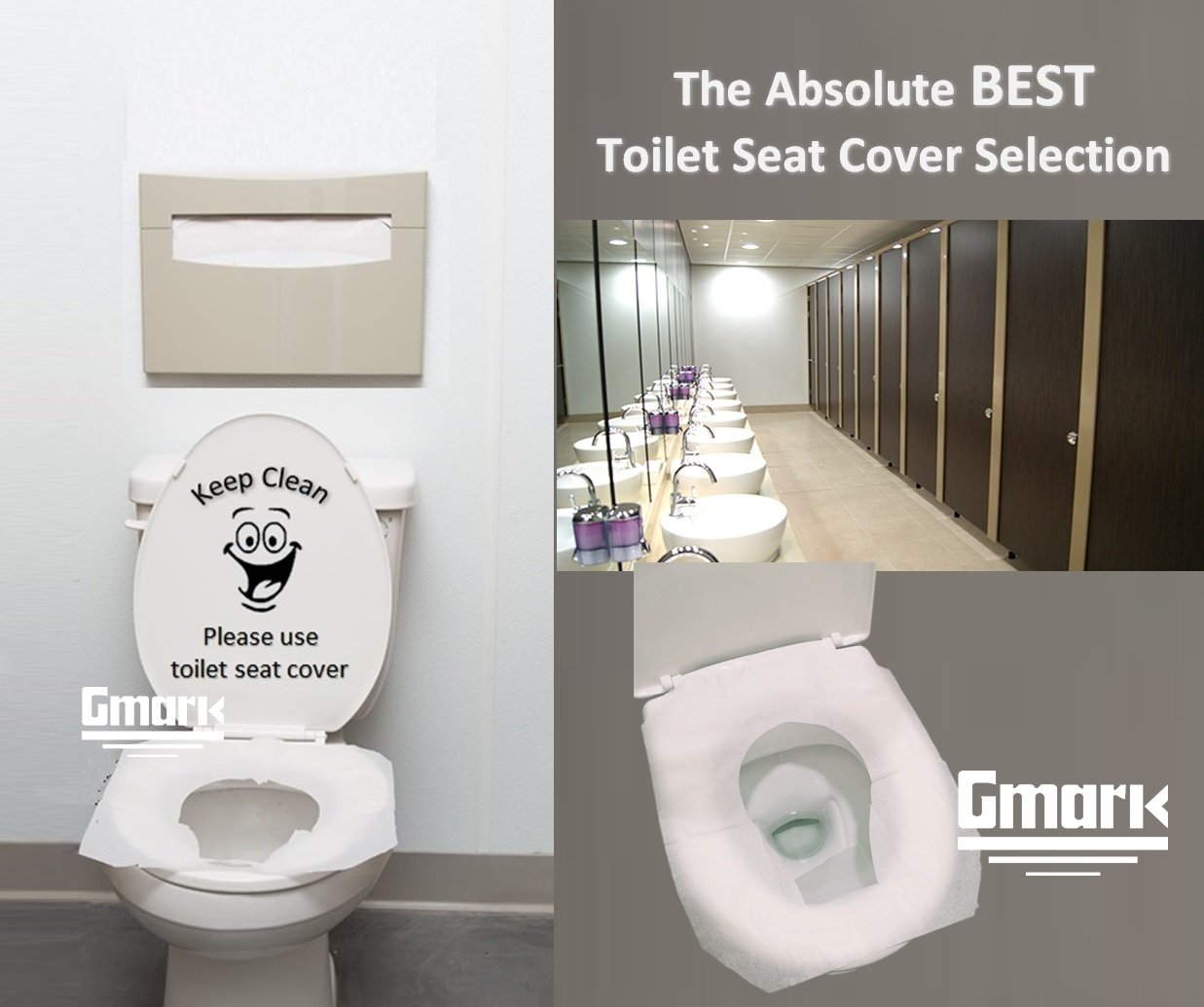 Gmark Paper Toilet Seat Covers - Thick Strength 100% Virgin Paper Disposable Half-Fold Toilet Seat Cover Dispensers - 4 Packs of 250 (1000 Total) GM2002