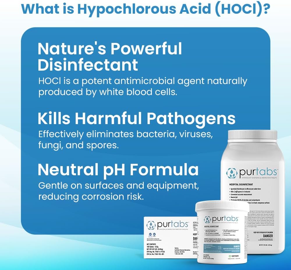 13.1G Sporicidal NaDCC Tablet Disinfectant - Multipurpose, Concentrated Dissolving Tabs for Bulk Solution, Use with Protexus Handheld Electrostatic Sprayers for Cleaning and Disinfecting