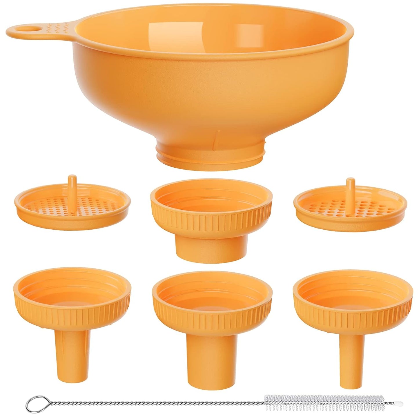 Wide Mouth Kitchen Funnel, Food Grade Plastic Cooking Canning Funnel with 4 Sizes Spouts for Filling Wide and Regular Mason Jars, Spray Dropper Oil Bottle Jug Spices Shampoo Sauce
