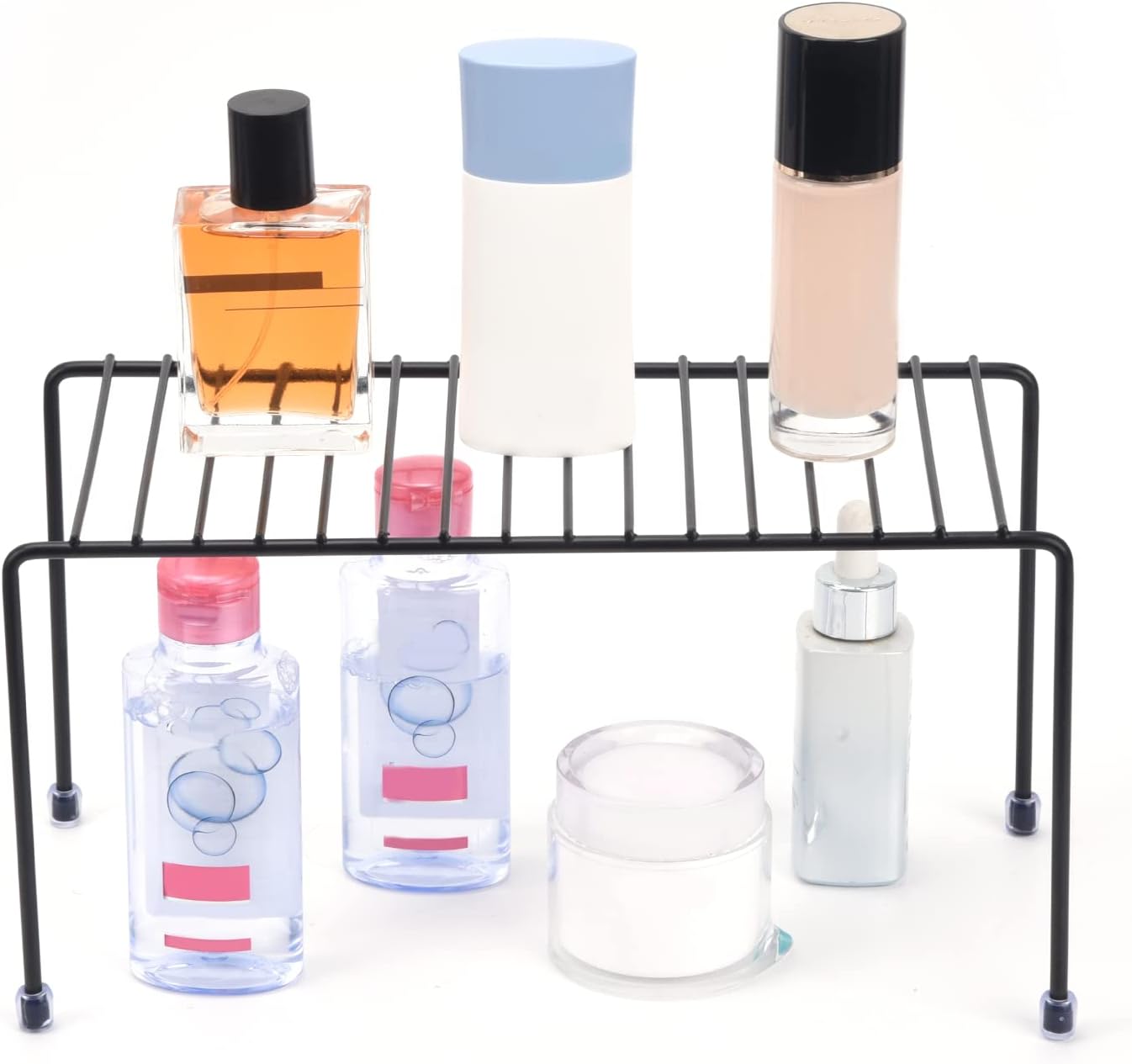 Kitchen Shelves, Cabinet Organization Mini Storage Shelf, Storage Rack Organizer for Kitchen, Fridge, Cabinet, Bathroom (Black 4)