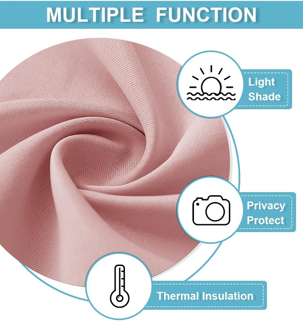 RYB HOME Peach Blush Rod Pocket Blackout Curtains for Bedroom Living Room Dining Baby Nursery Morden Decor Thermal Insulated Room Darkening Curtains,W 42 x L 63 inch,2 Panels