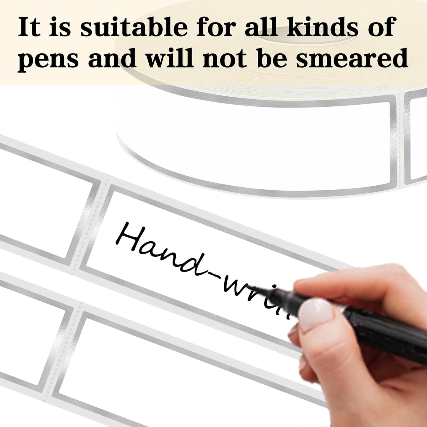 500 Silvery Border Removable Freezer Labels Water Oil Resistant with Perforation Line for Food Containers Jars Pantry Organization (Ink Quick-Dry，1” x 3”)