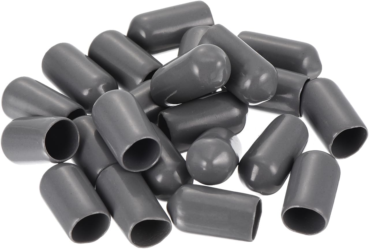 uxcell 20pcs Rubber End Caps 8mm ID Vinyl PVC Round Tube Bolt Cap Cover Screw Thread Protectors Dark Grey