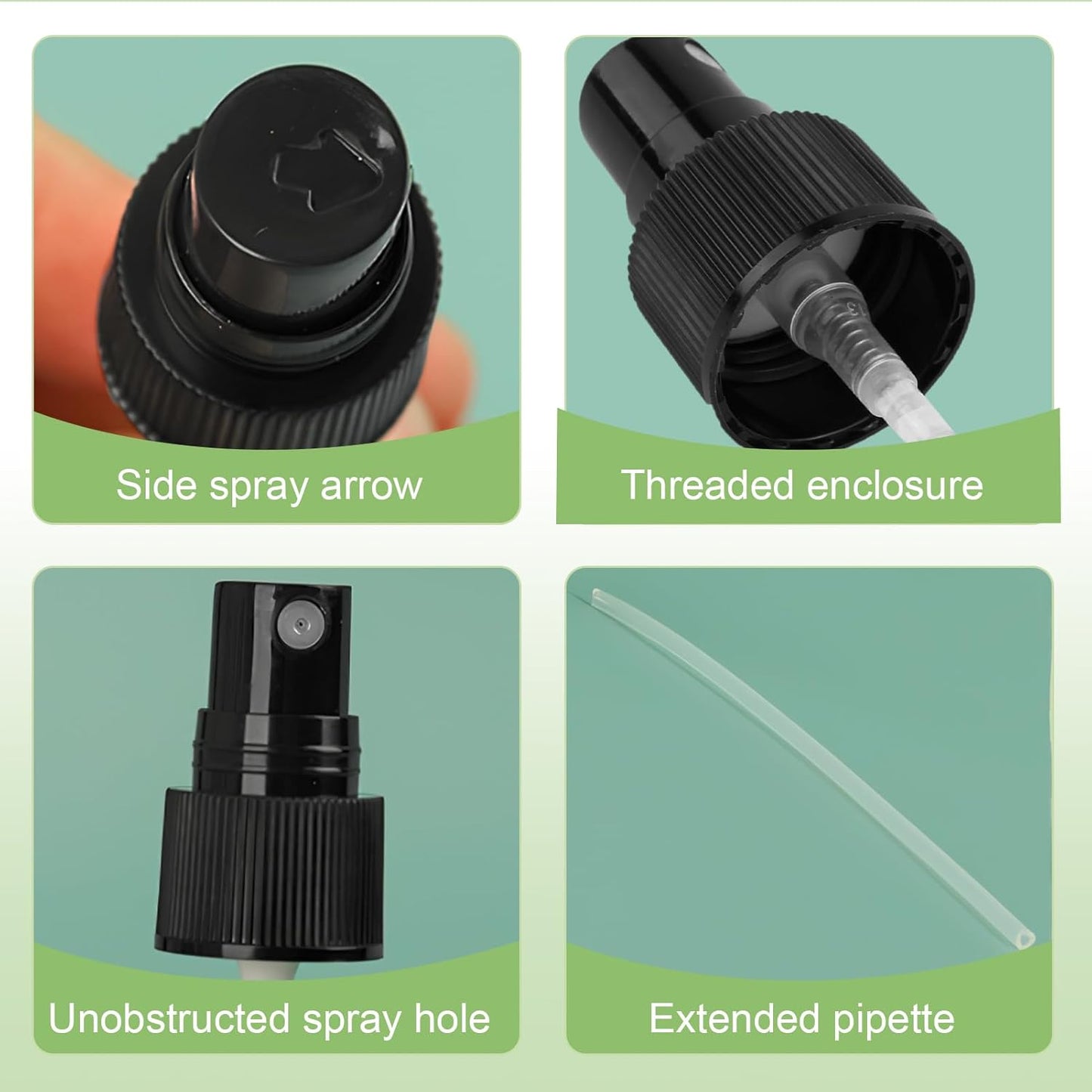 8Pcs Spray Nozzle for Bottles, Durabble Easy-to-use Spray Can nozzles, Spray Bottle Nozzle Replacement with Plastic Dip Tube for Cleaning Solutions (Black)