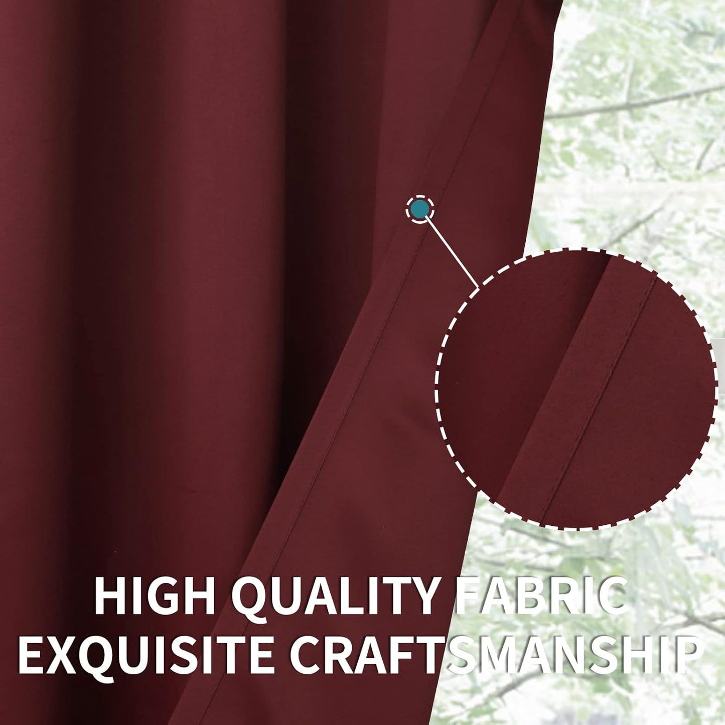 BGment Short Burgundy Blackout Curtains 40 Inches Length - Rod Pocket Thermal Insulated Room Darkening Window Drapes for Bedroom Kitchen Bathroom, 42 x 40 Inch, 2 Panels