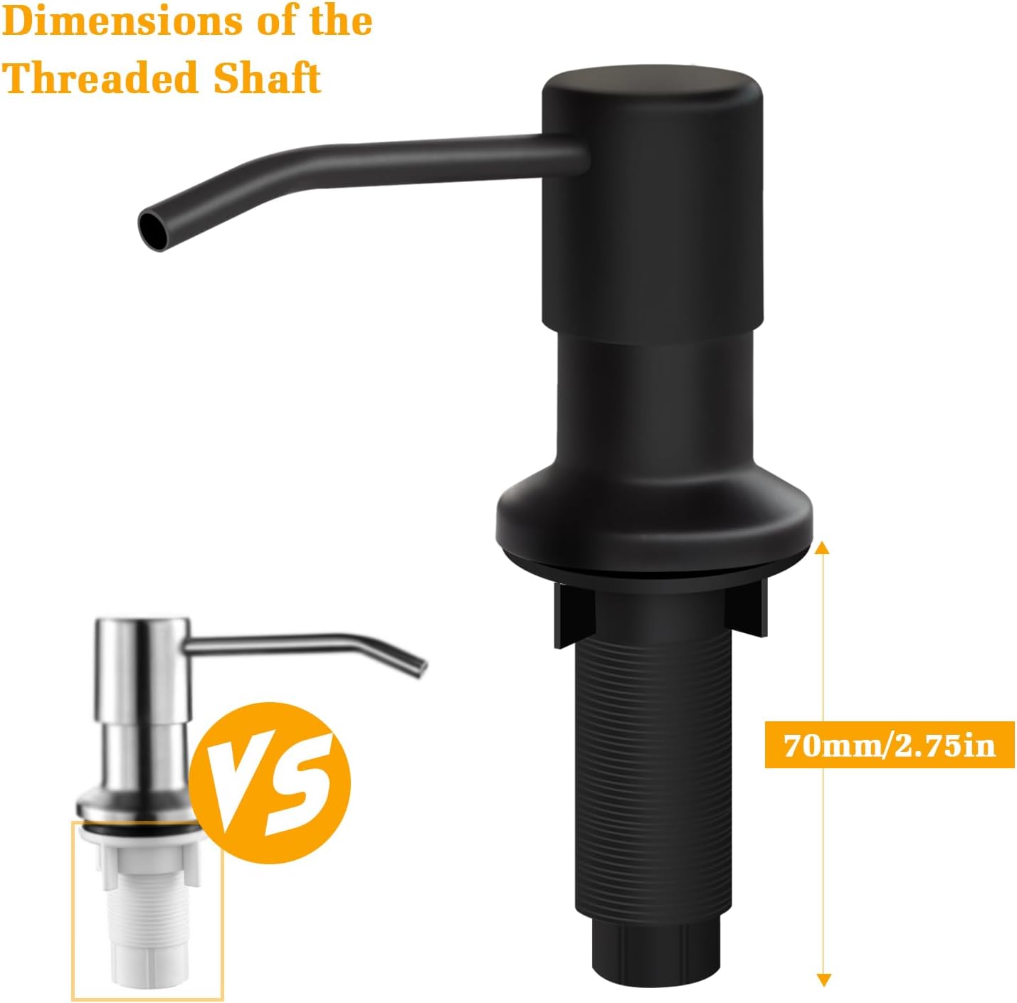 Soap Dispenser for Kitchen Sink, Built in Sink Soap Dispenser Lotion Dispenser with 17 OZ Bottle, Refill from The Top Bar Sink Soap Dispenser, Black (2 Pack)