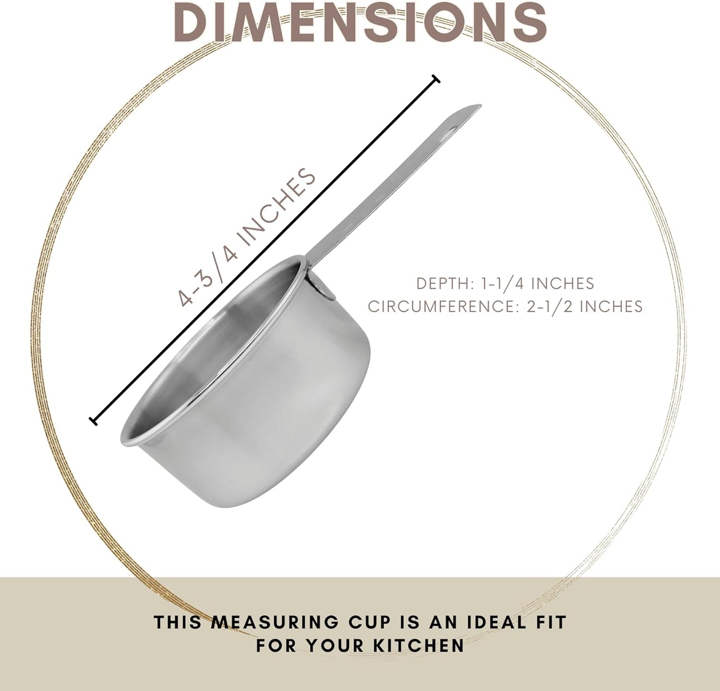 1/3 Cup Stainless Steel Measuring Cup | Sturdy Metal 80 ml | 80 cc | 3 oz | Single Cup for Wet and Dry Ingredients | Great for use as 1/3 Cup Dog Food Scoop - 12 PK