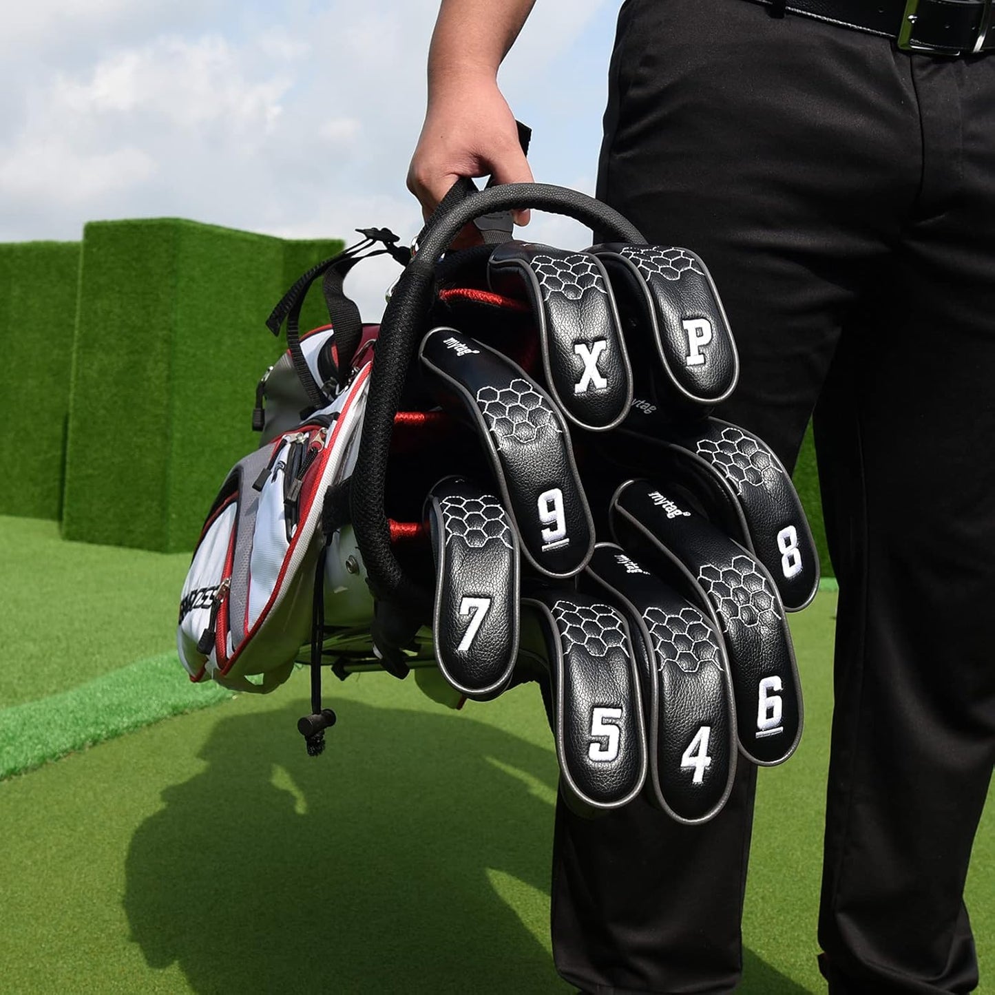 mytag 8PCS Golf Hybrid Iron Covers Set, Knit Hybrid Head Covers, Fits Cobra T Rail, Cleveland Launcher, Wilson Launch Pad, Tour Edge Hot Launch - Customizable