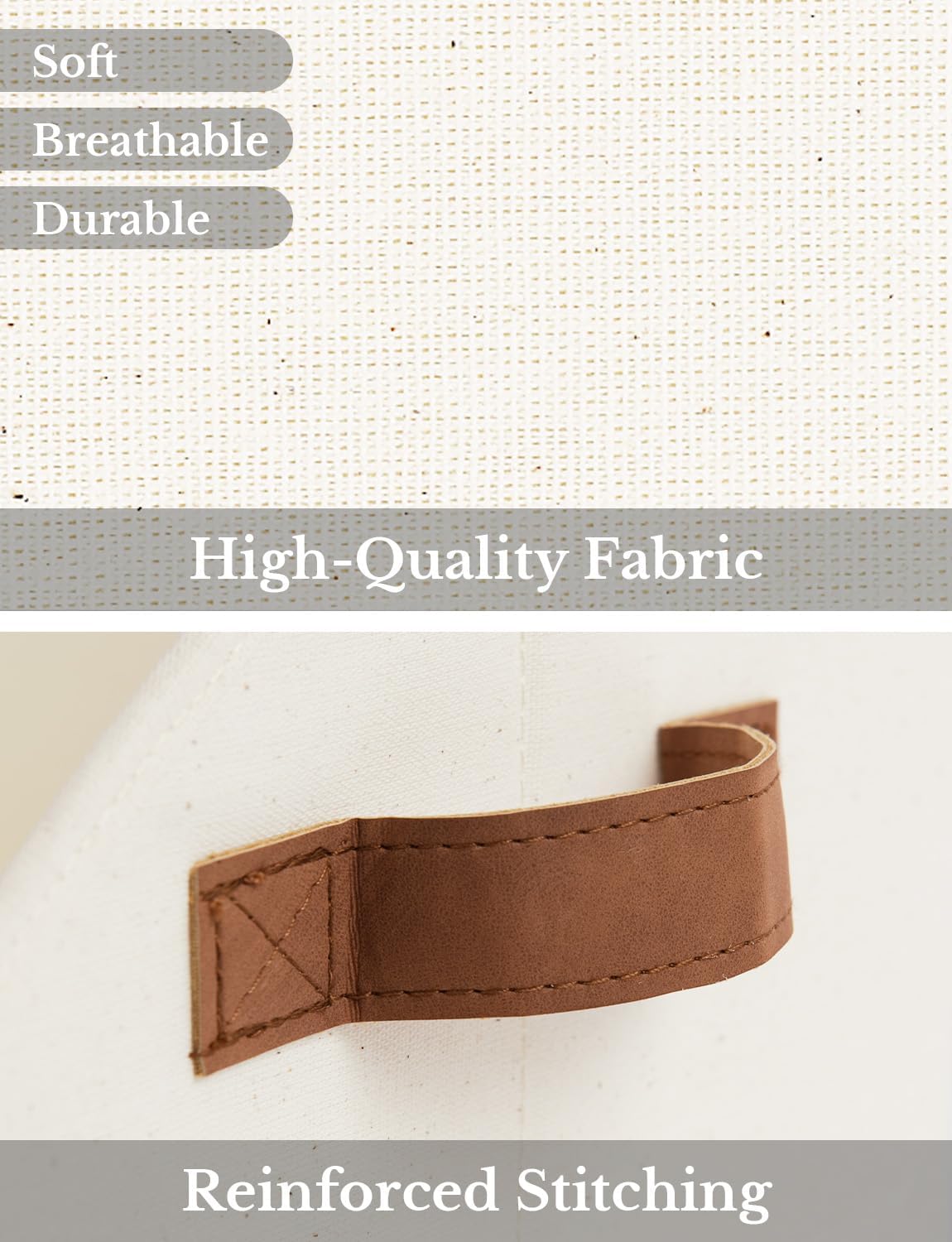 StorageWorks Closet Storage Bins, Trapezoid Organizer Box for Shelves, Fabric Clothes Bin, Foldable Organizing Baskets with Handles, Small, Ivory White, 3-Pack