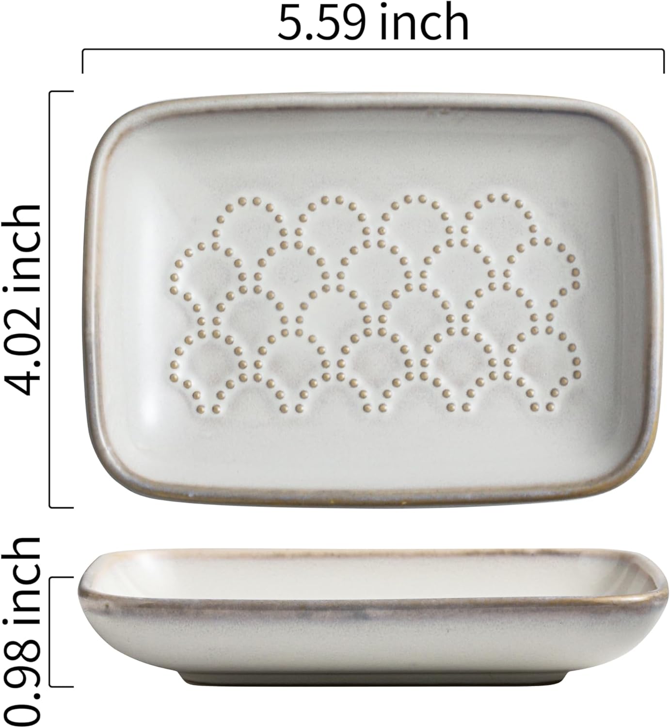 Gomakren Soap Dish for Shower, Ceramic Soap Dishes for Bar Soap Sponge, Shower Soap Holder Saver Tray for Bathroom Kitchen Sink, Easy to Clean, Beige