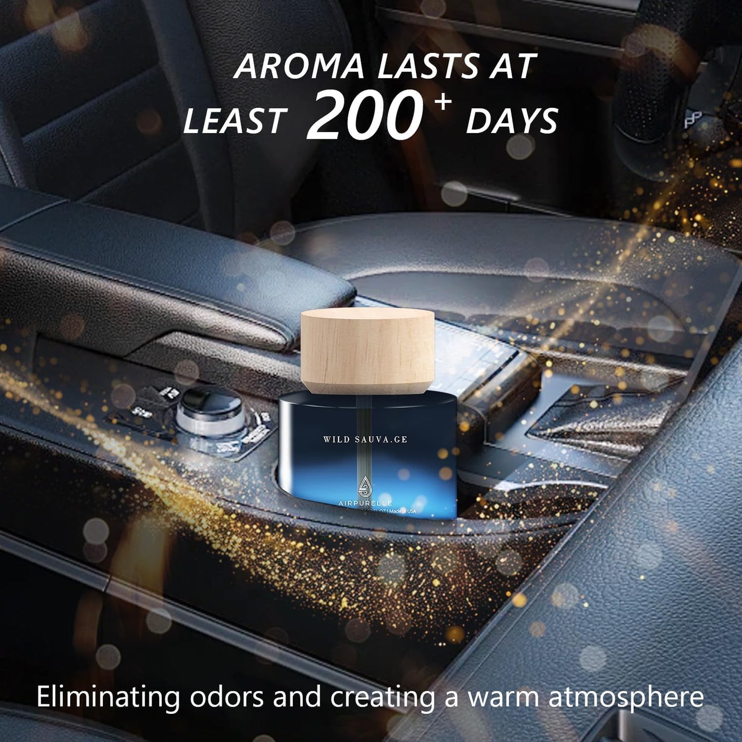 Car Air Freshener for Men & Women – Long-Lasting Woody Citrus Essential Oil Diffuser for Car Cup Holder – 50ML (1.7 FL OZ) Car Scent Diffuser, Inspired by Perfume – Made in USA