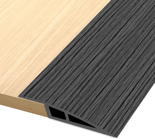 Vinyl Door Threshold Flooring Transition Strip Self Adhesive Carpet Edging Strip for Laminate Doorway Edge Threshold from 1/5" to 2/5" (Dark Gray Wood Grain, 6.6 Ft)