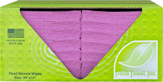 Fresh Towel Foodservice Reusable Paper Towels - 1/4 Fold, 13 x 20 inches - (1 Case of 200) All Purpose Cleaning Towels (Pink Solid)