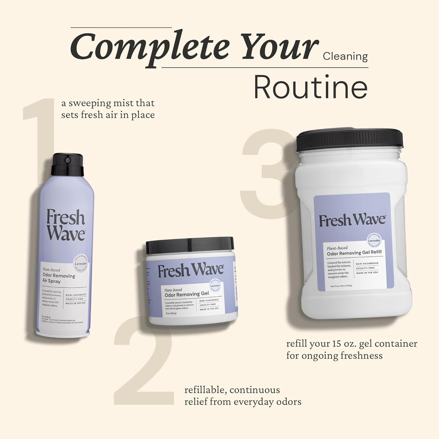 Fresh Wave Lavender Odor Removing Gel, 15 oz., Pack of 2 - Safer Odor Absorbers for Home, Natural Plant-Based Odor Eliminator, Every 15 oz. lasts 30-60 Days, For Cooking, Trash & Pets