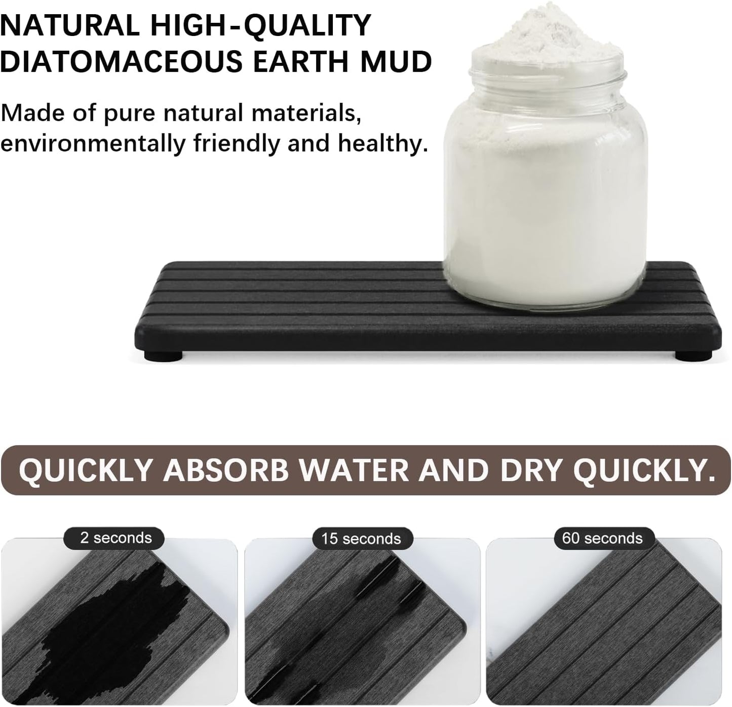 3PCS Stone Drying Tray, Stone Soap Tray, Water Absorbing Stones Trays for Sink, Fast Dry Diatomite Stones Sink Mat, Used for Hand Soap,Sponge,Toothbrush Holder in Bathroom Counter and Kitchen Sinks