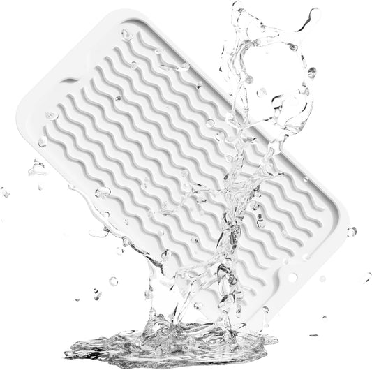 ZLR Silicone Dish Drying Mat for Kitchen Counter, Eco-Friendly Fast Dry Dish Mat, Easy Clean Multi Usage Drying Matt, Heat Resistant Trivet, 6" x 12" Extra Small, Milk White